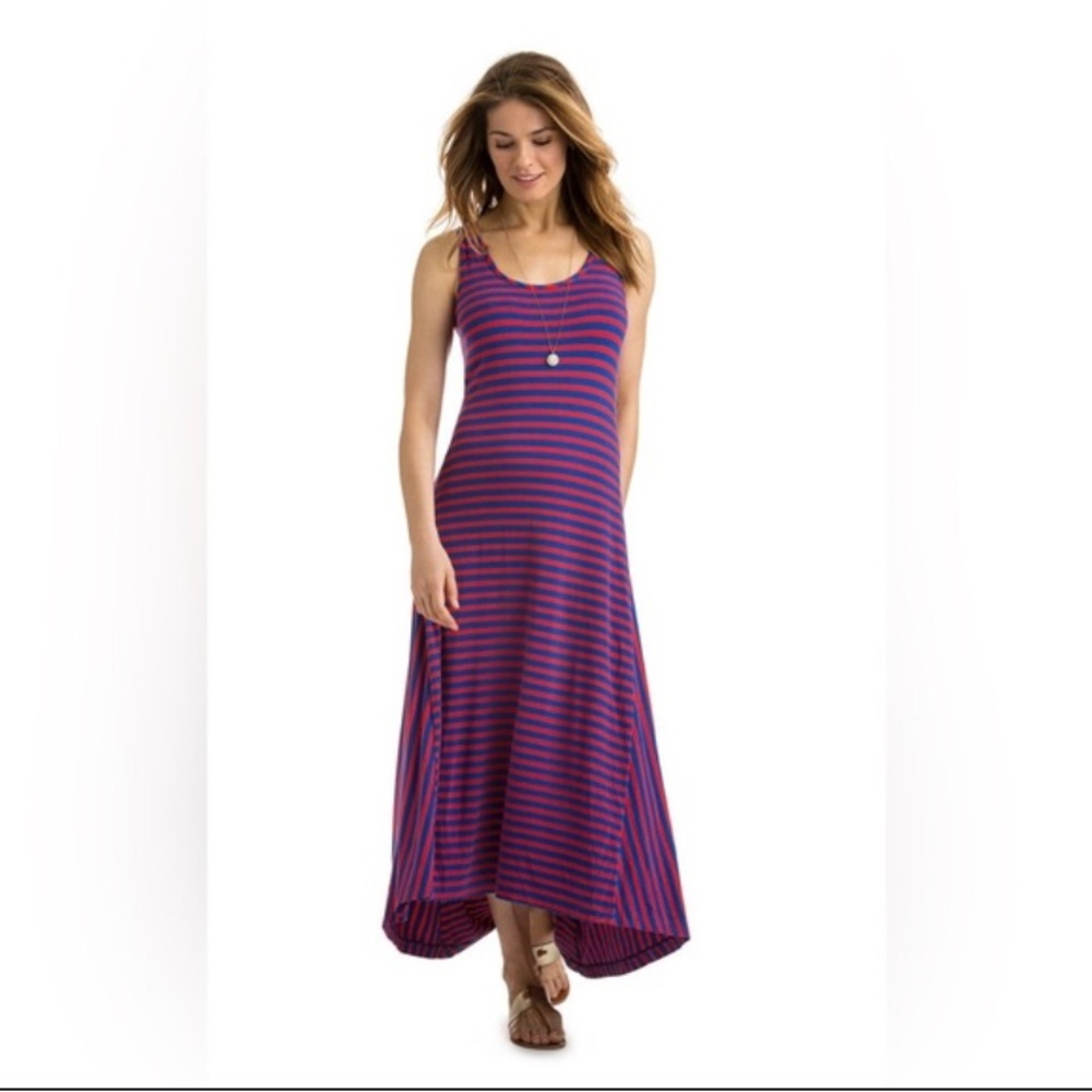 Vineyard Vines Blue & Red Striped Maxi Dress Size S